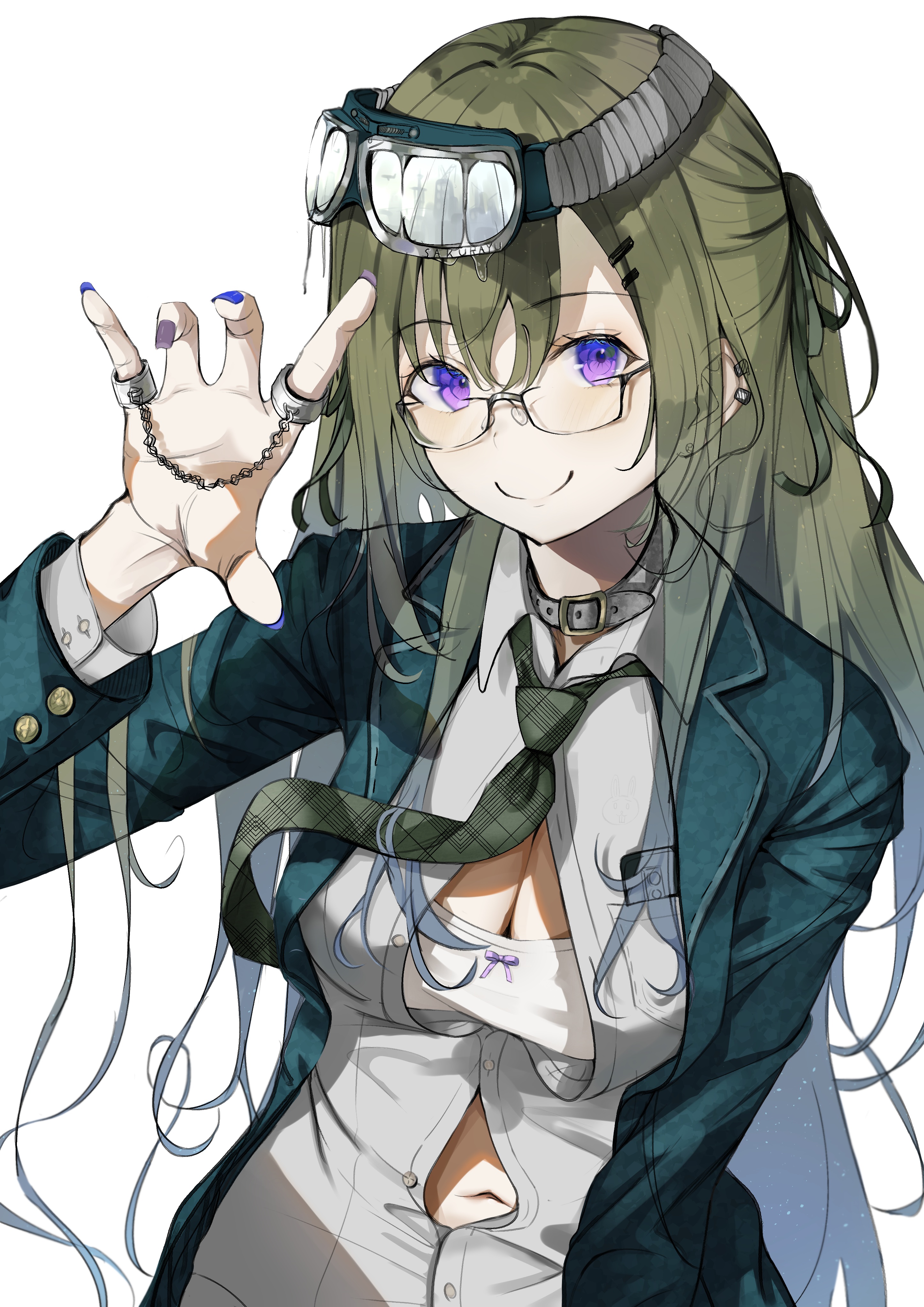 sakura yuu (hzjy8485) bra megane open shirt seifuku | #990003 | yande.re